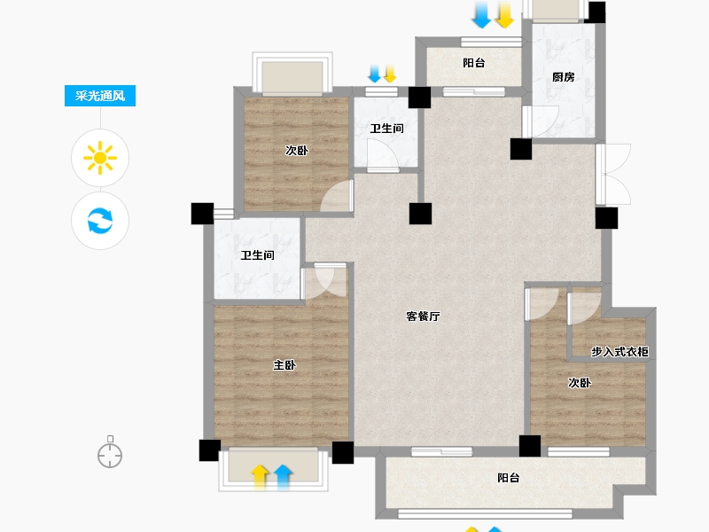 福建省-三明市-水岸嘉园-98.00-户型库-采光通风