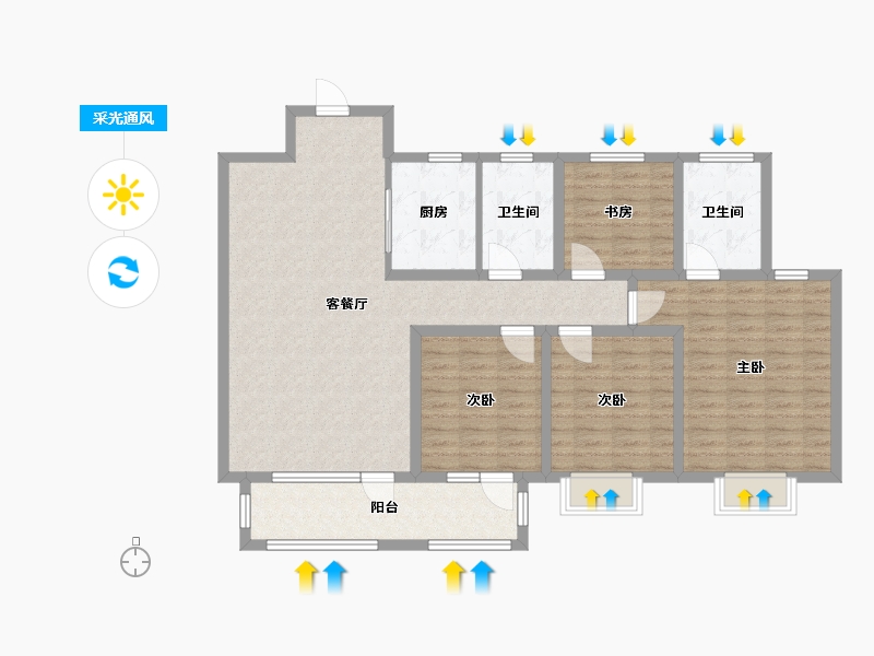 山东省-济宁市-涌鸿观澜-120.00-户型库-采光通风