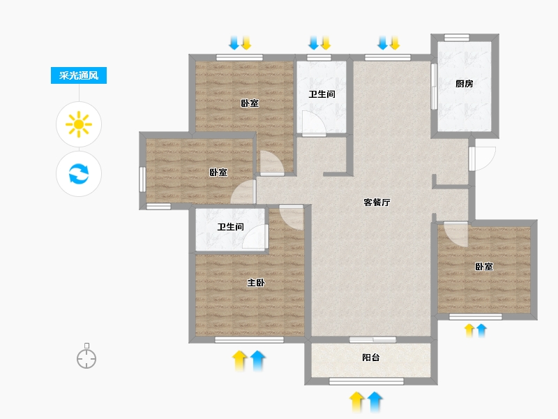 山东省-济宁市-祥城北苑四期-120.25-户型库-采光通风