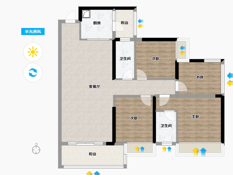 广西壮族自治区-玉林市-容州1号-112.00-户型库-采光通风