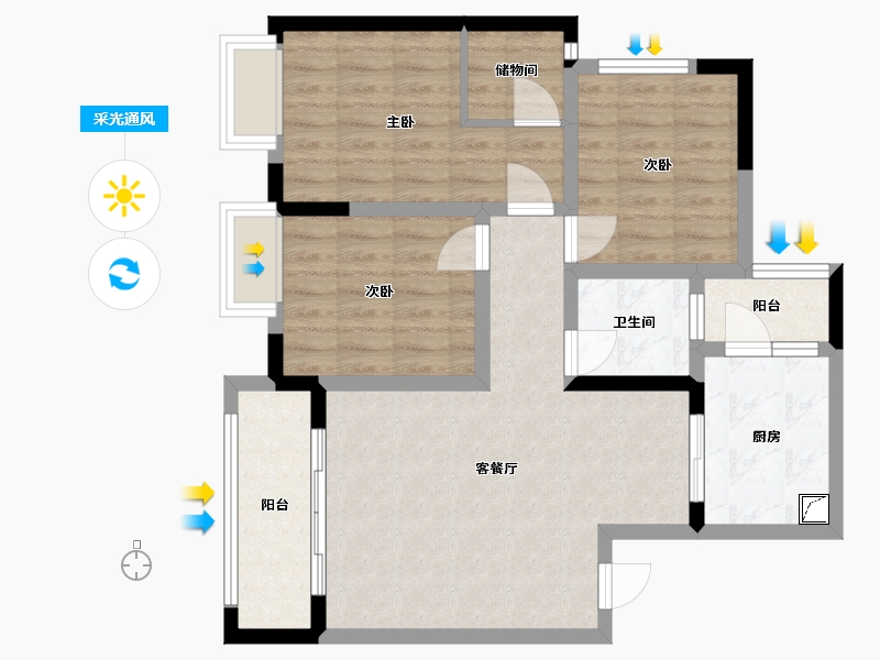 四川省-巴中市-大福嘉园-75.00-户型库-采光通风