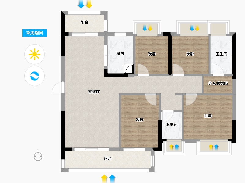 广东省-梅州市-珑玥府-101.00-户型库-采光通风