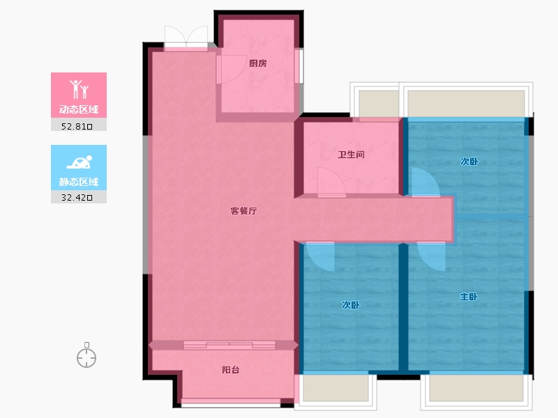 陕西省-西安市-白桦林溪-76.00-户型库-动静分区