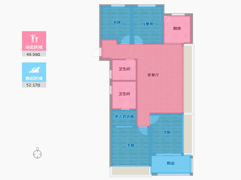 浙江省-杭州市-滨江新希望拥潮府-100.00-户型库-动静分区