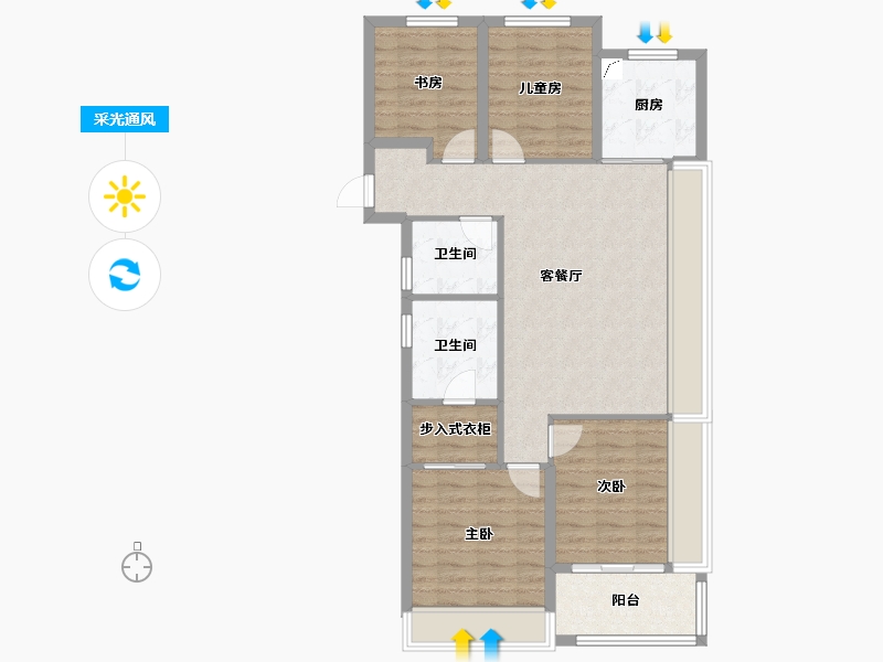 浙江省-杭州市-滨江新希望拥潮府-100.00-户型库-采光通风