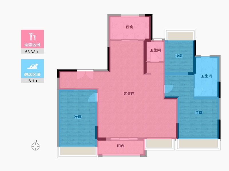 江苏省-苏州市-保利映悦庭-105.00-户型库-动静分区