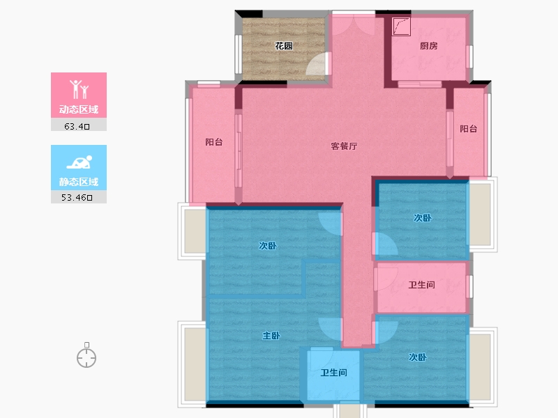 广东省-佛山市-保利中荷花园-114.60-户型库-动静分区