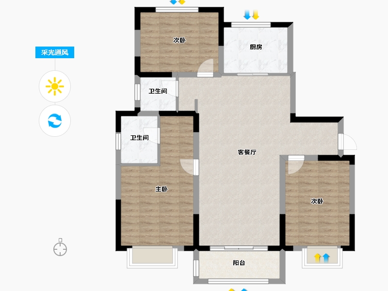 山东省-菏泽市-中央悦府-101.00-户型库-采光通风