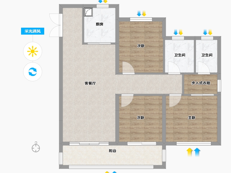 浙江省-温州市-华鸿江山壹号-89.00-户型库-采光通风