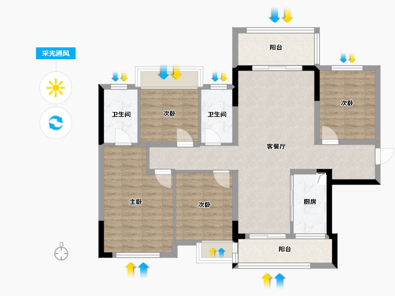 广西壮族自治区-桂林市-烟雨府-111.00-户型库-采光通风