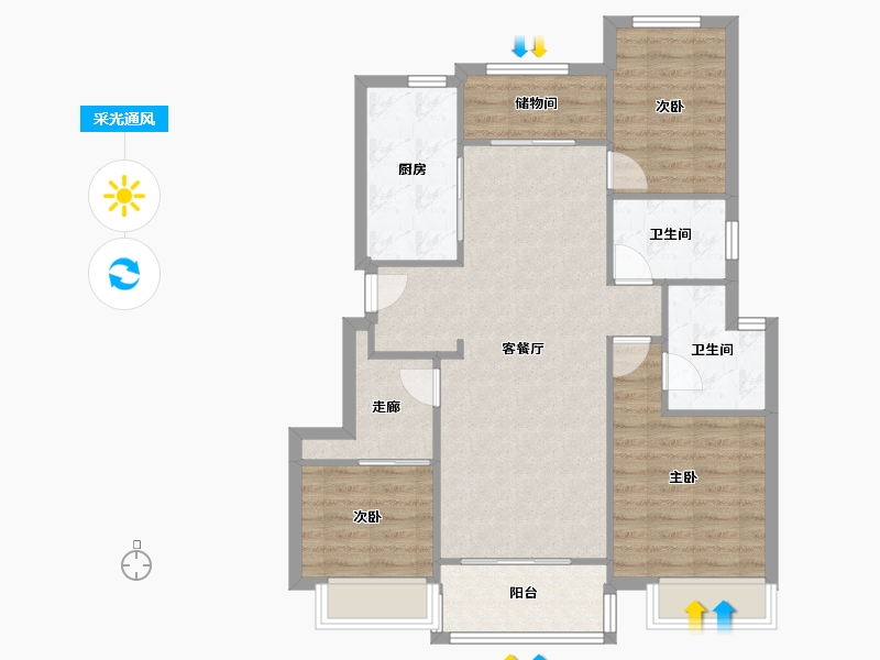 浙江省-嘉兴市-旭辉梦想城-92.00-户型库-采光通风