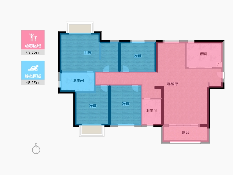 福建省-泉州市-万科金域滨江1期-90.48-户型库-动静分区