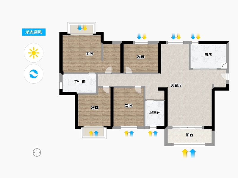 福建省-泉州市-万科金域滨江1期-90.48-户型库-采光通风