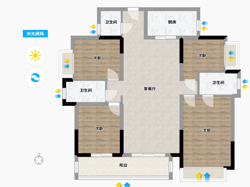 广东省-东莞市-华润置地·万象府-143.00-户型库-采光通风