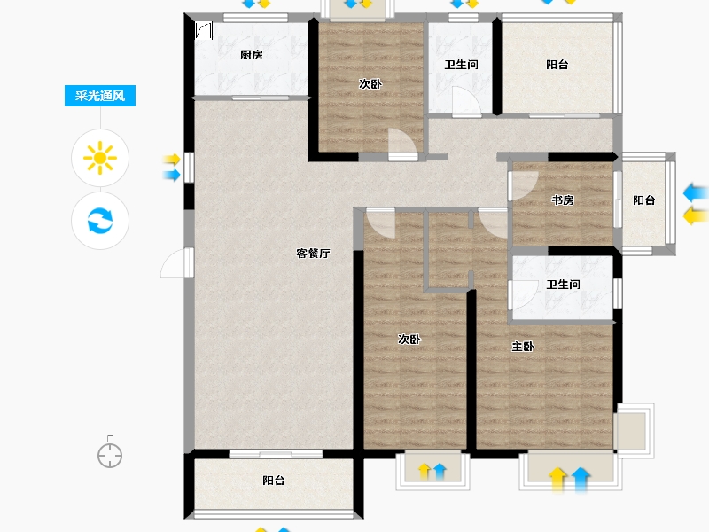 广西壮族自治区-南宁市-融顾书香门第-146.00-户型库-采光通风