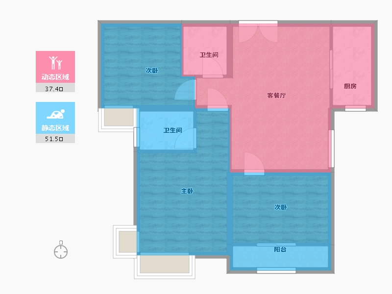 河北省-邯郸市-阳光东尚名邸-80.00-户型库-动静分区