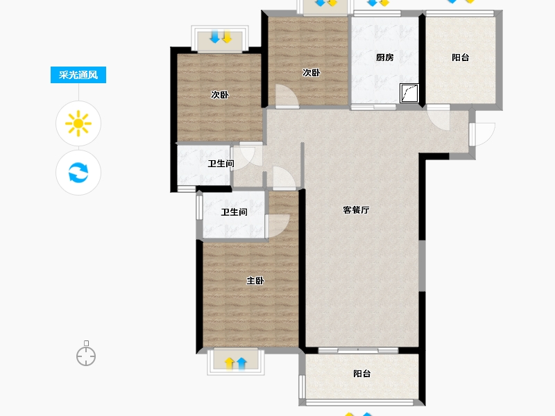 福建省-泉州市-云玺台-122.00-户型库-采光通风