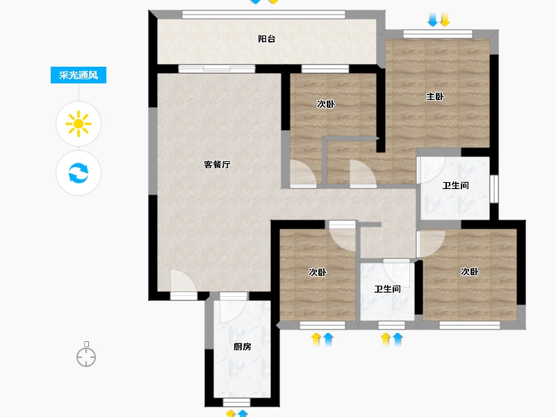 福建省-泉州市-融创江南府-100.00-户型库-采光通风