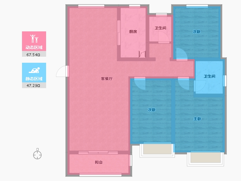 安徽省-合肥市-葛大店幸福城-110.00-户型库-动静分区