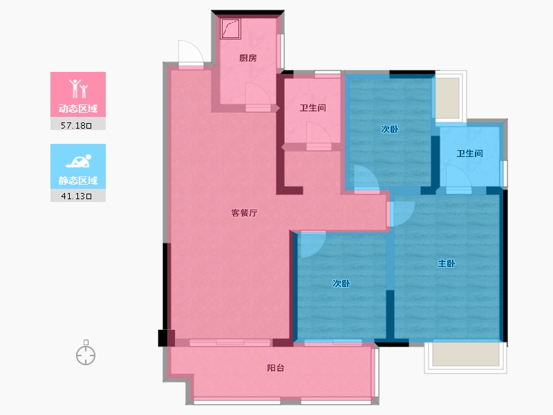 四川省-巴中市-恩阳首座-93.60-户型库-动静分区