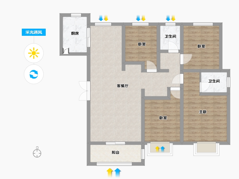 陕西省-咸阳市-城市之光-114.51-户型库-采光通风