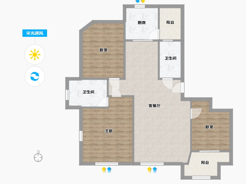 浙江省-杭州市-临东家园-93.76-户型库-采光通风