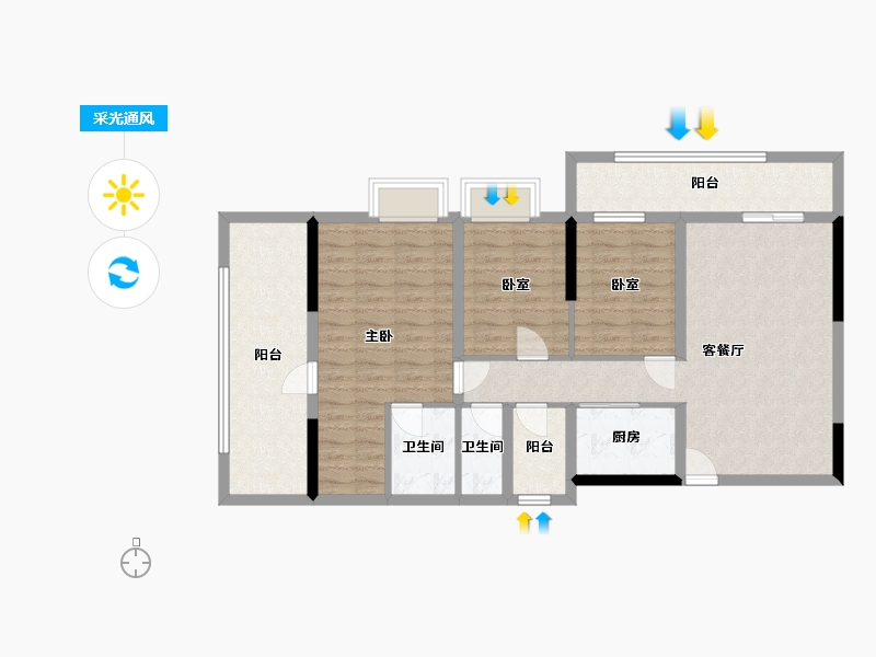 广西壮族自治区-梧州市-龙湖东岸豪庭-91.00-户型库-采光通风