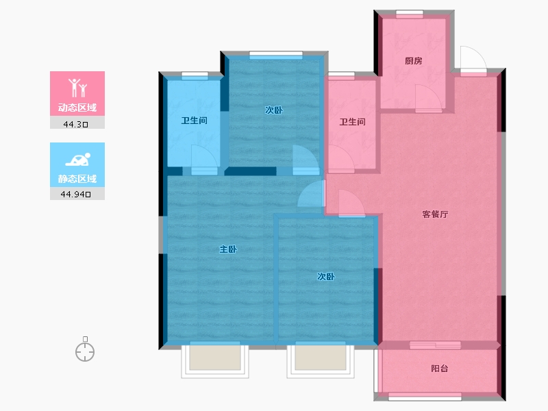 浙江省-宁波市-龙宸璟庭-87.00-户型库-动静分区