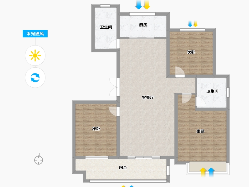 河南省-信阳市-淮熙花园-120.00-户型库-采光通风