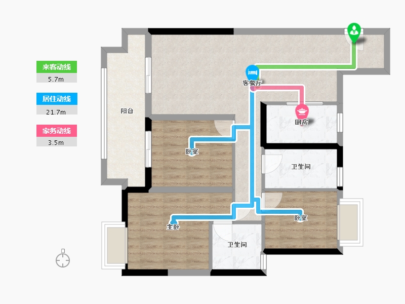 江苏省-无锡市-翡翠-88.75-户型库-动静线