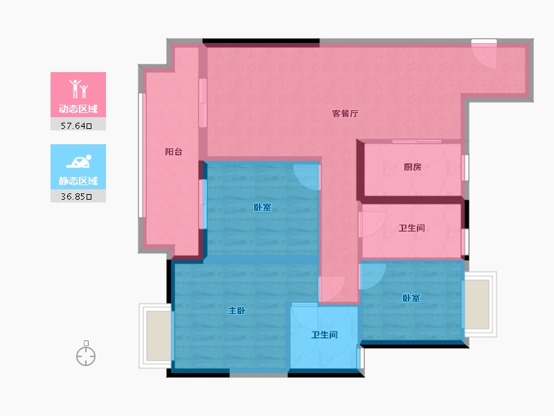 江苏省-无锡市-翡翠-88.75-户型库-动静分区