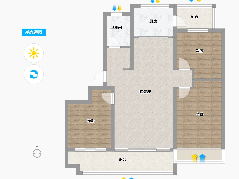 山东省-日照市-兴业春天南区-90.67-户型库-采光通风