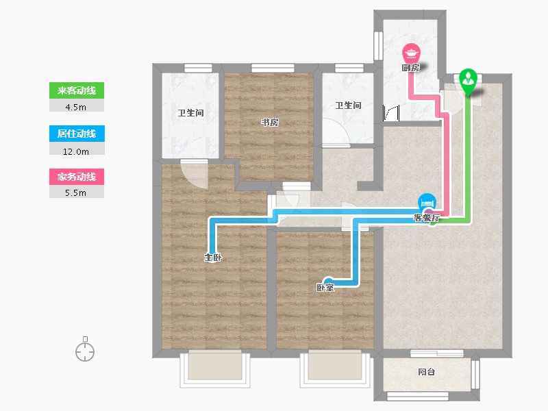 天津-天津市-美的旭辉翰悦府-85.00-户型库-动静线