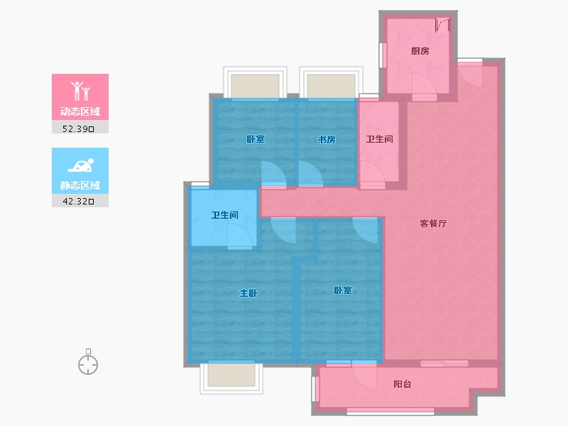 湖北省-武汉市-北辰金地漾时代-91.03-户型库-动静分区