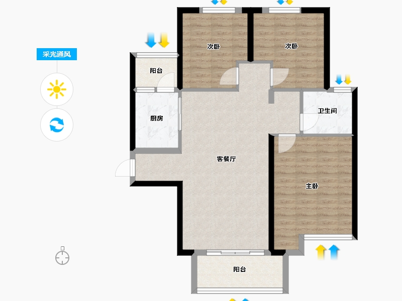 河南省-新乡市-世纪新城-90.00-户型库-采光通风