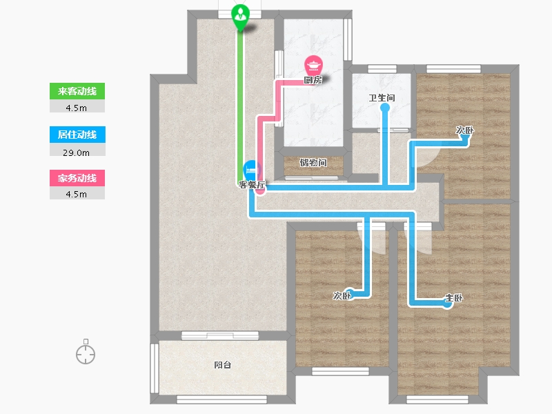 江苏省-徐州市-盛世阳光华庭-86.80-户型库-动静线