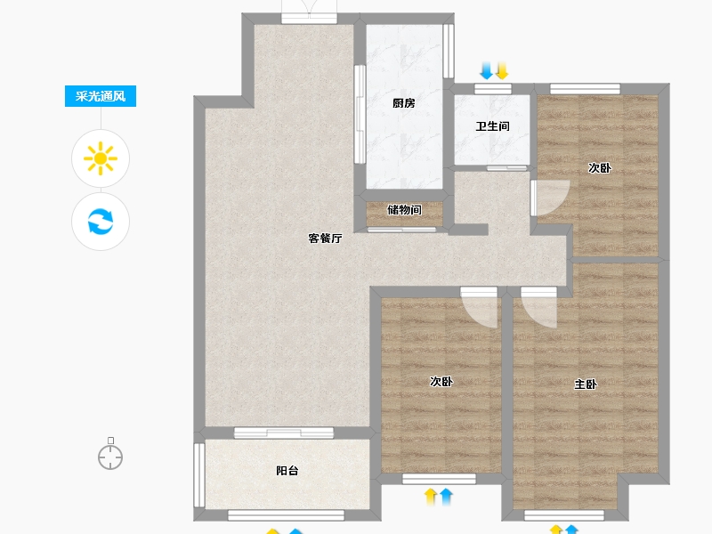 江苏省-徐州市-盛世阳光华庭-86.80-户型库-采光通风