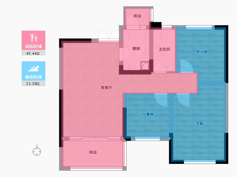 贵州省-黔南布依族苗族自治州-滨江府-85.00-户型库-动静分区