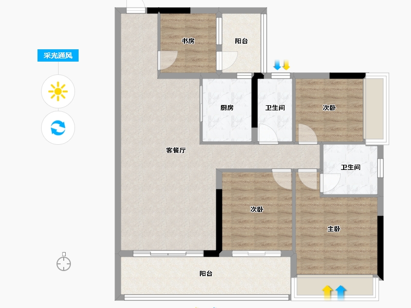 广西壮族自治区-来宾市-巴黎华府-104.00-户型库-采光通风