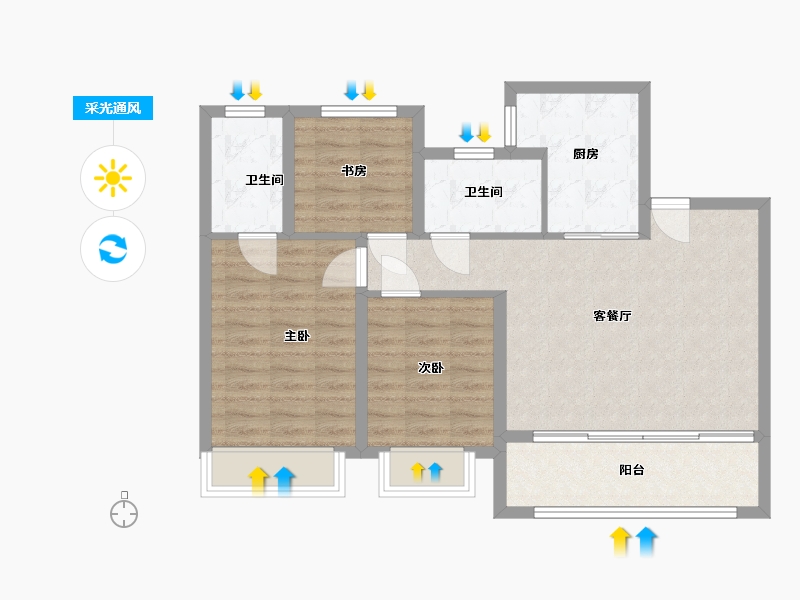 江苏省-徐州市-紫阙台-81.00-户型库-采光通风