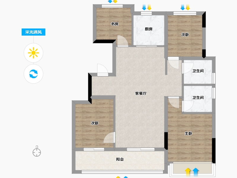 浙江省-杭州市-启岸城-99.00-户型库-采光通风