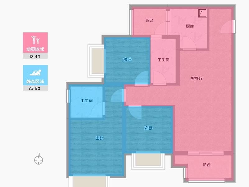 重庆-重庆市-龙湖森镜-80.00-户型库-动静分区