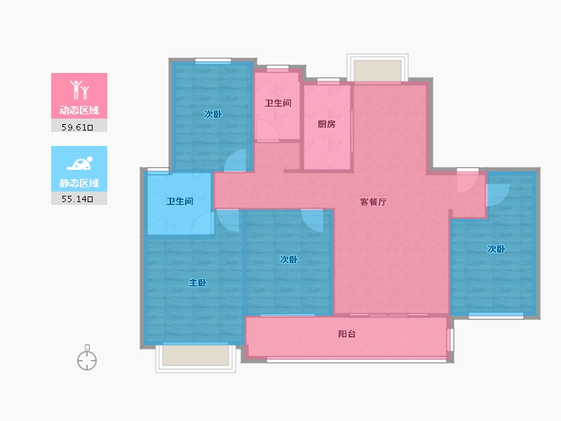 江苏省-南通市-春风南岸-100.00-户型库-动静分区