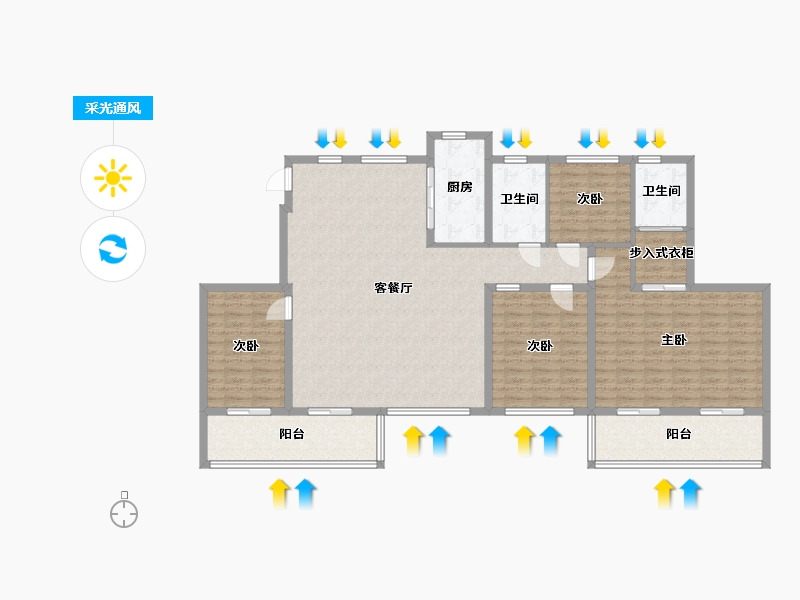 安徽省-芜湖市-信达翡丽世家-135.00-户型库-采光通风