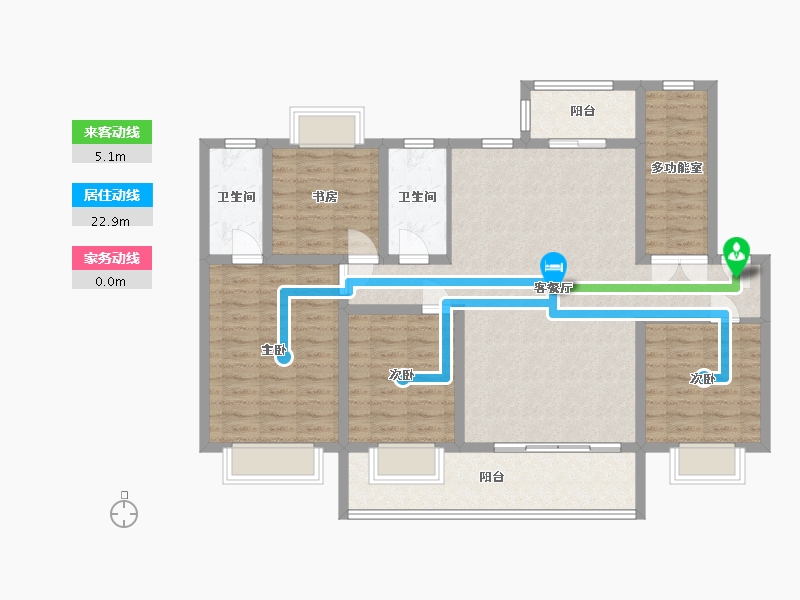 云南省-大理白族自治州-学府花园-128.00-户型库-动静线