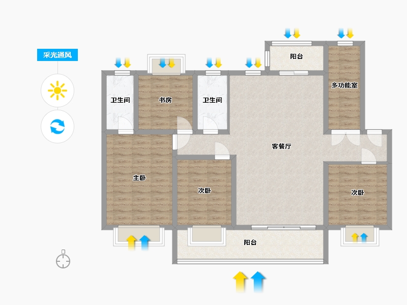 云南省-大理白族自治州-学府花园-128.00-户型库-采光通风