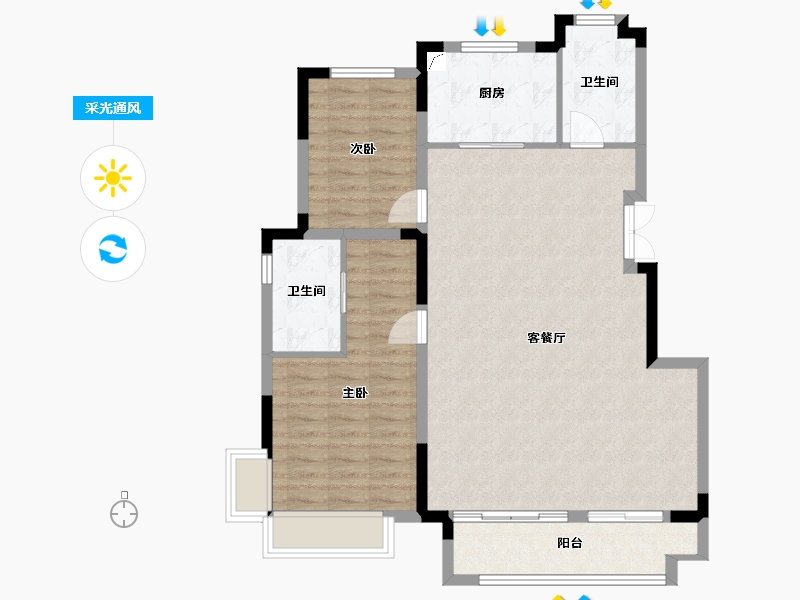 安徽省-合肥市-华侨城-95.00-户型库-采光通风