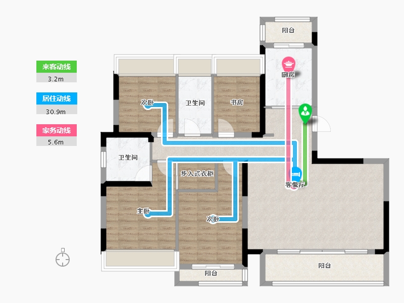 四川省-成都市-城园二期146户型-140.00-户型库-动静线