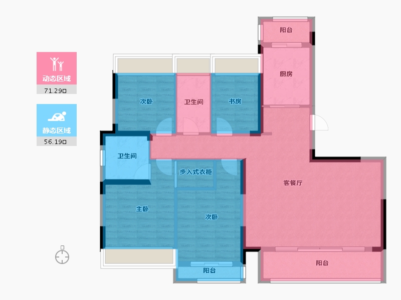 四川省-成都市-城园二期146户型-140.00-户型库-动静分区