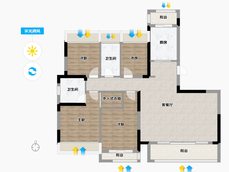 四川省-成都市-城园二期146户型-140.00-户型库-采光通风